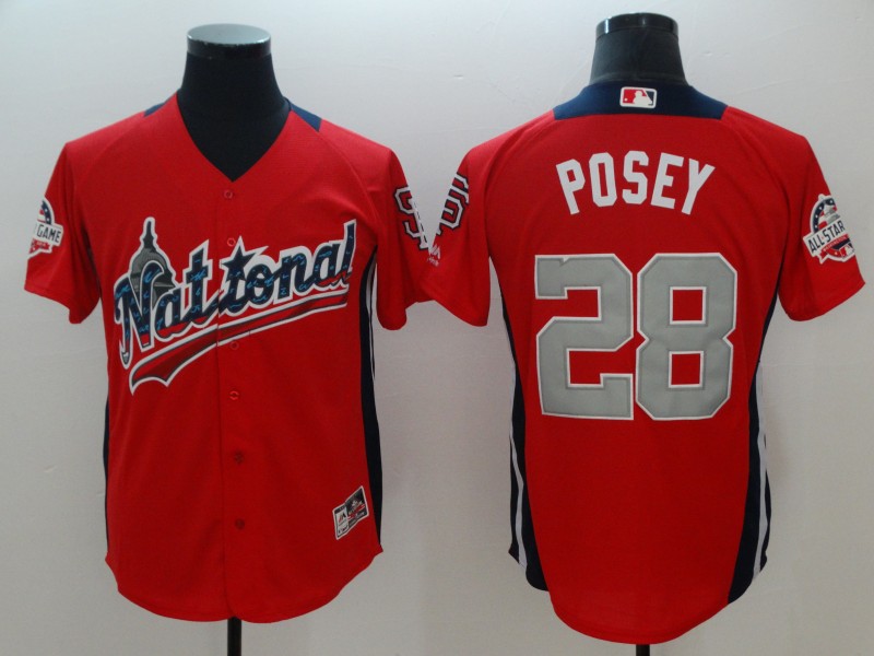 Men San Francisco Giants #28 Buster Posey red Game 2018 All star MLB Jerseys